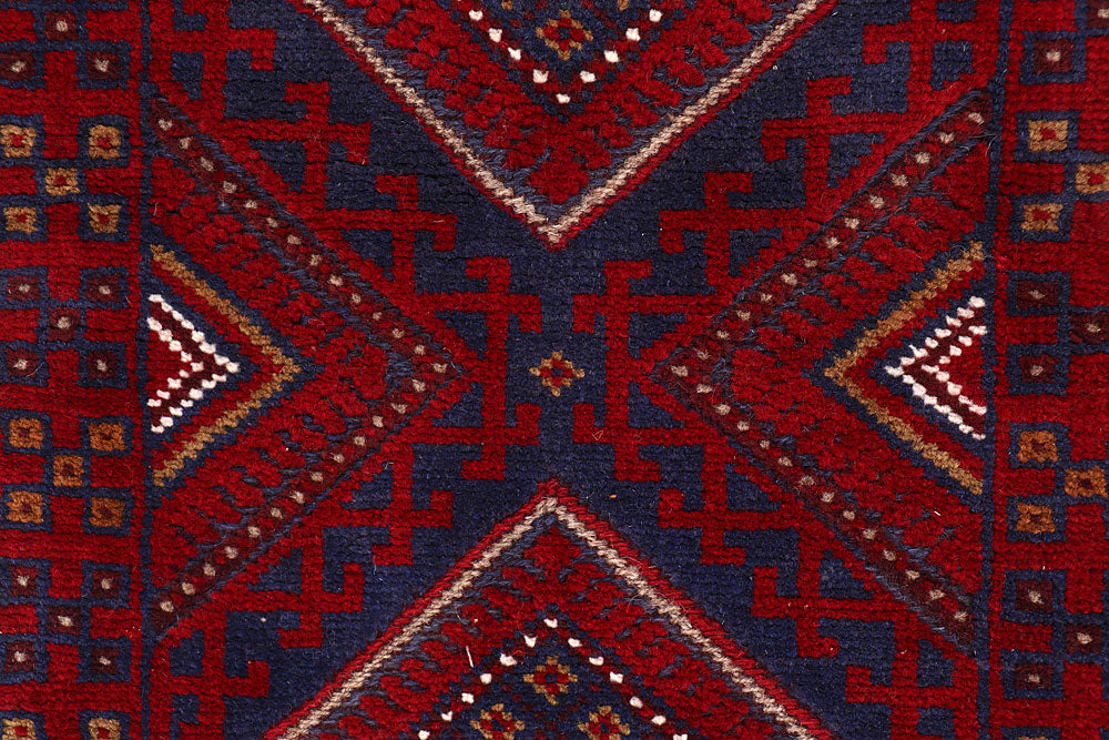 Dark Red Mashwani 2' x 8' 5 - No. 63721 - ALRUG Rug Store