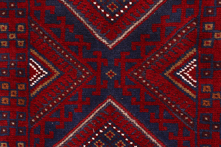 Dark Red Mashwani 2' x 8' 5 - No. 63721 - ALRUG Rug Store