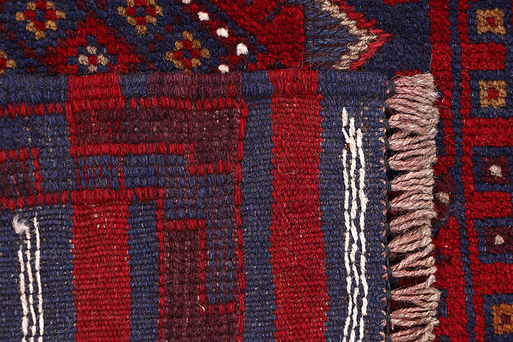 Dark Red Mashwani 2' x 8' 5 - No. 63721 - ALRUG Rug Store