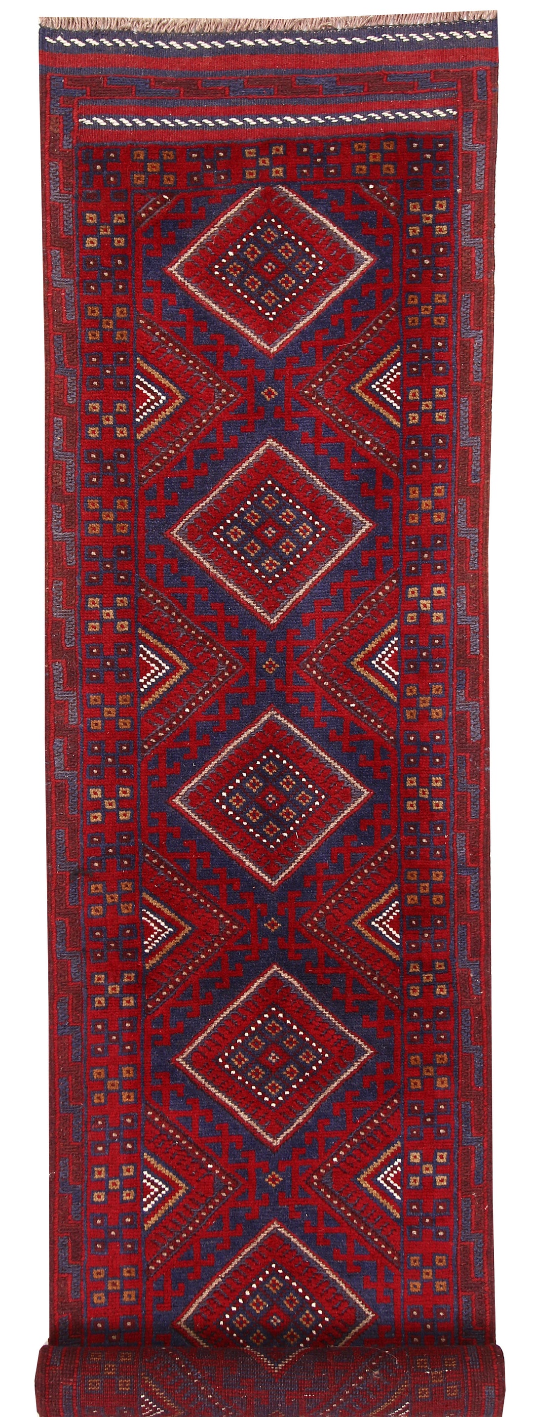 Dark Red Mashwani 2' x 8' 5 - No. 63721 - ALRUG Rug Store