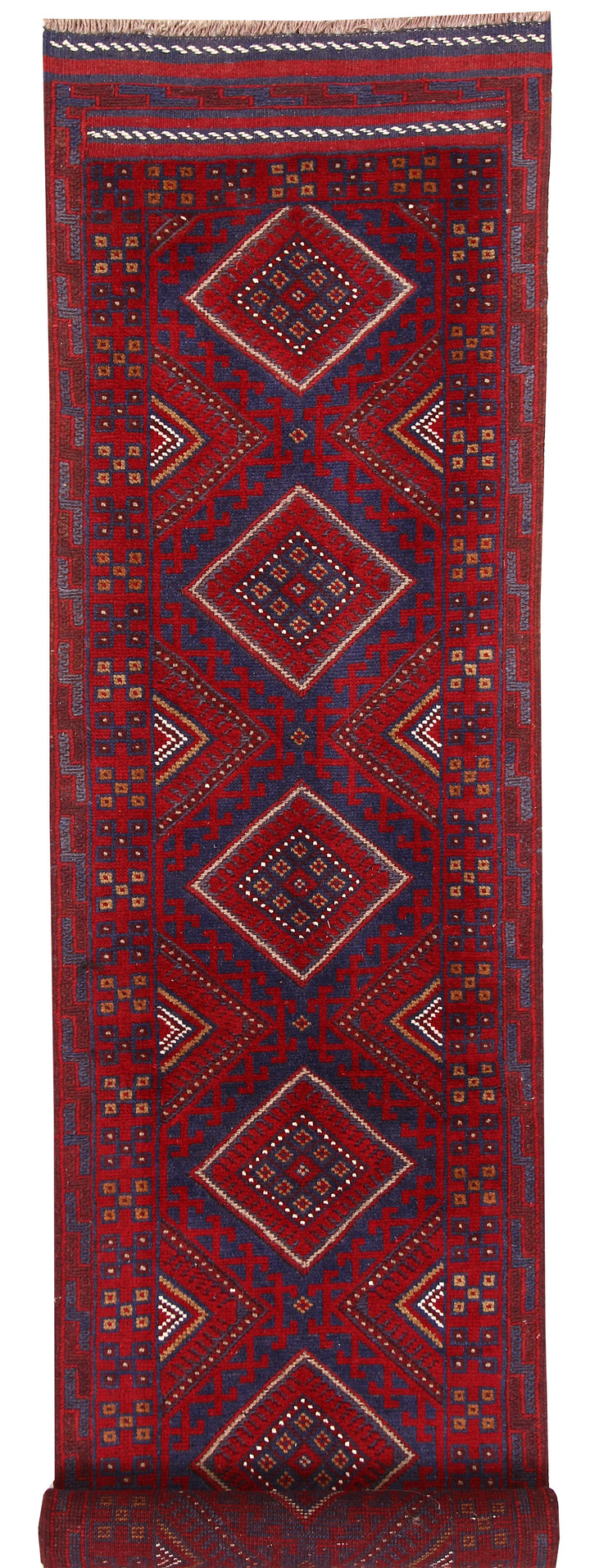 Dark Red Mashwani 2' x 8' 5 - No. 63721 - ALRUG Rug Store