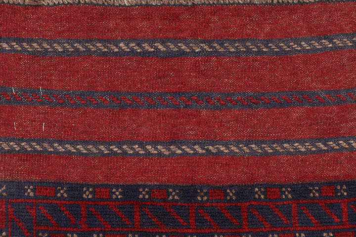 Dark Red Mashwani 2' 1 x 7' 10 - No. 63722 - ALRUG Rug Store