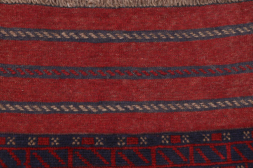 Dark Red Mashwani 2' 1 x 7' 10 - No. 63722 - ALRUG Rug Store