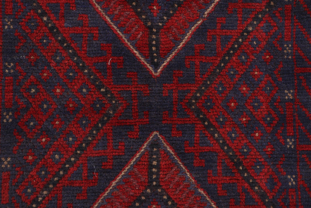 Dark Red Mashwani 2' 1 x 7' 10 - No. 63722 - ALRUG Rug Store