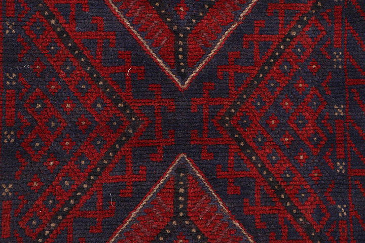 Dark Red Mashwani 2' 1 x 7' 10 - No. 63722 - ALRUG Rug Store