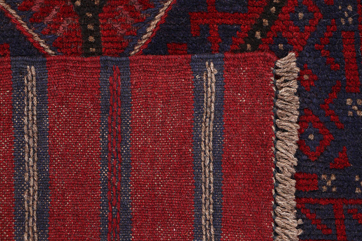 Dark Red Mashwani 2' 1 x 7' 10 - No. 63722 - ALRUG Rug Store