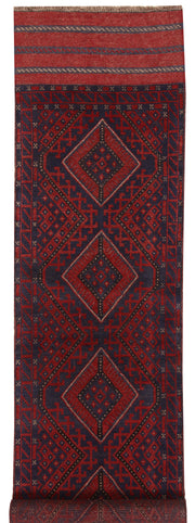 Dark Red Mashwani 2' 1 x 7' 10 - No. 63722 - ALRUG Rug Store