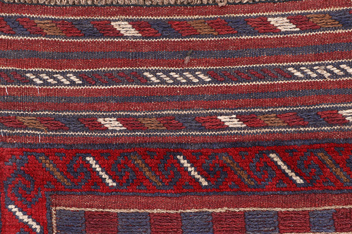 Dark Red Mashwani 2' x 8' 5 - No. 63723 - ALRUG Rug Store