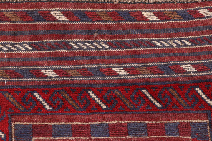 Dark Red Mashwani 2' x 8' 5 - No. 63723 - ALRUG Rug Store