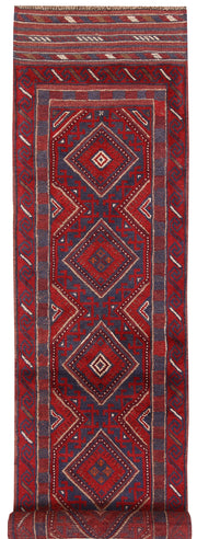 Dark Red Mashwani 2' x 8' 5 - No. 63723 - ALRUG Rug Store
