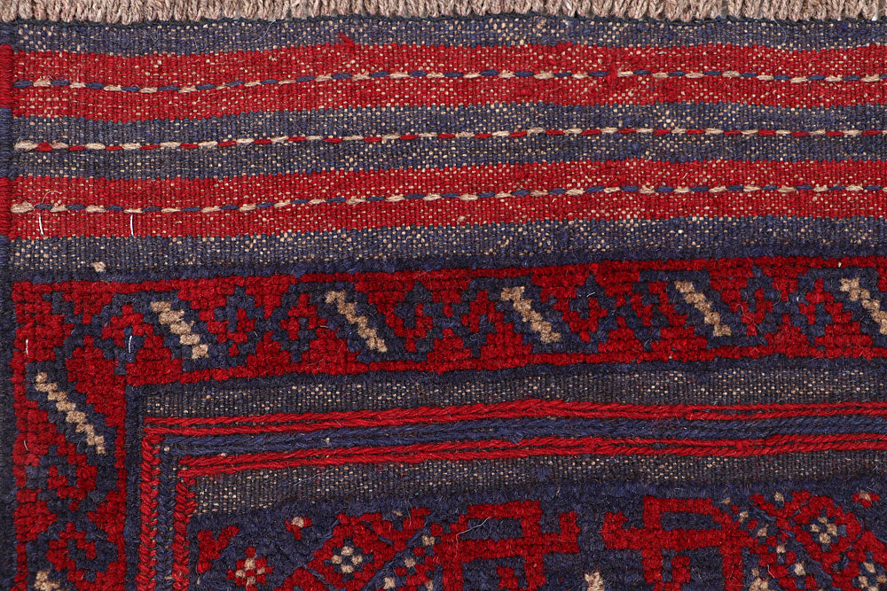 Dark Red Mashwani 2' 1 x 7' 3 - No. 63724 - ALRUG Rug Store