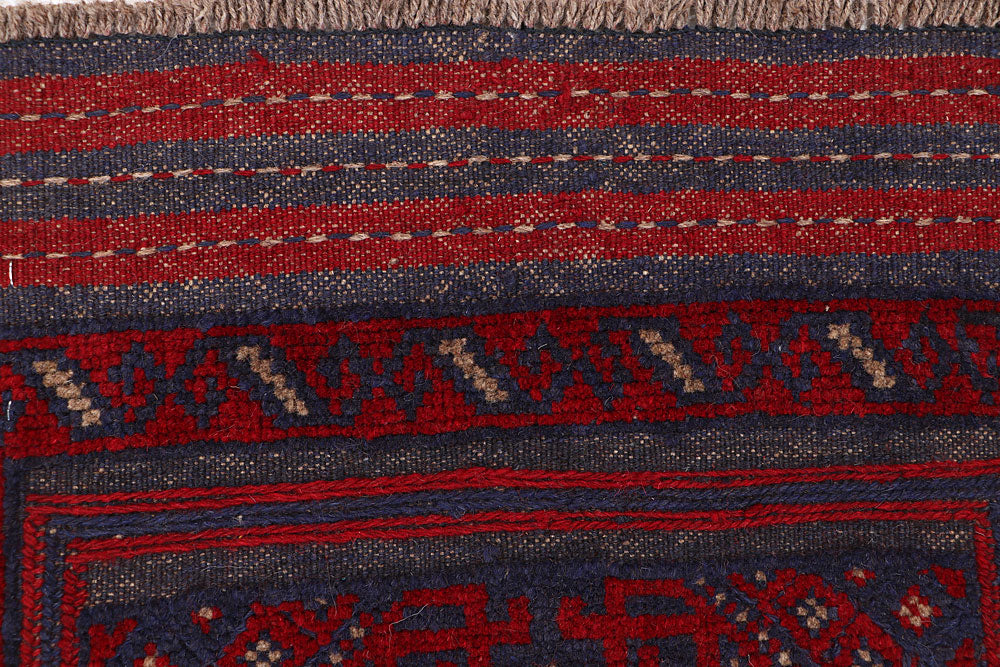 Dark Red Mashwani 2' 1 x 7' 3 - No. 63724 - ALRUG Rug Store