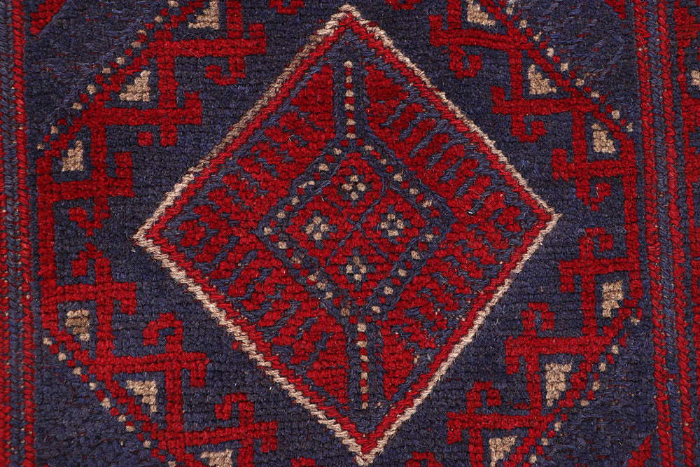 Dark Red Mashwani 2' 1 x 7' 3 - No. 63724 - ALRUG Rug Store