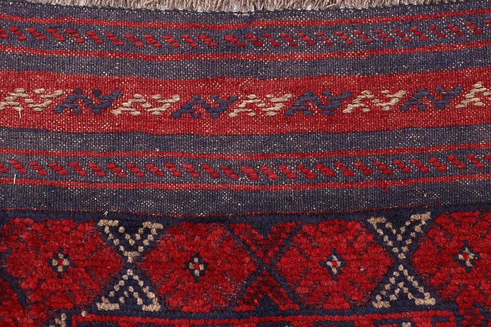 Dark Red Mashwani 2' 1 x 8' 1 - No. 63725 - ALRUG Rug Store