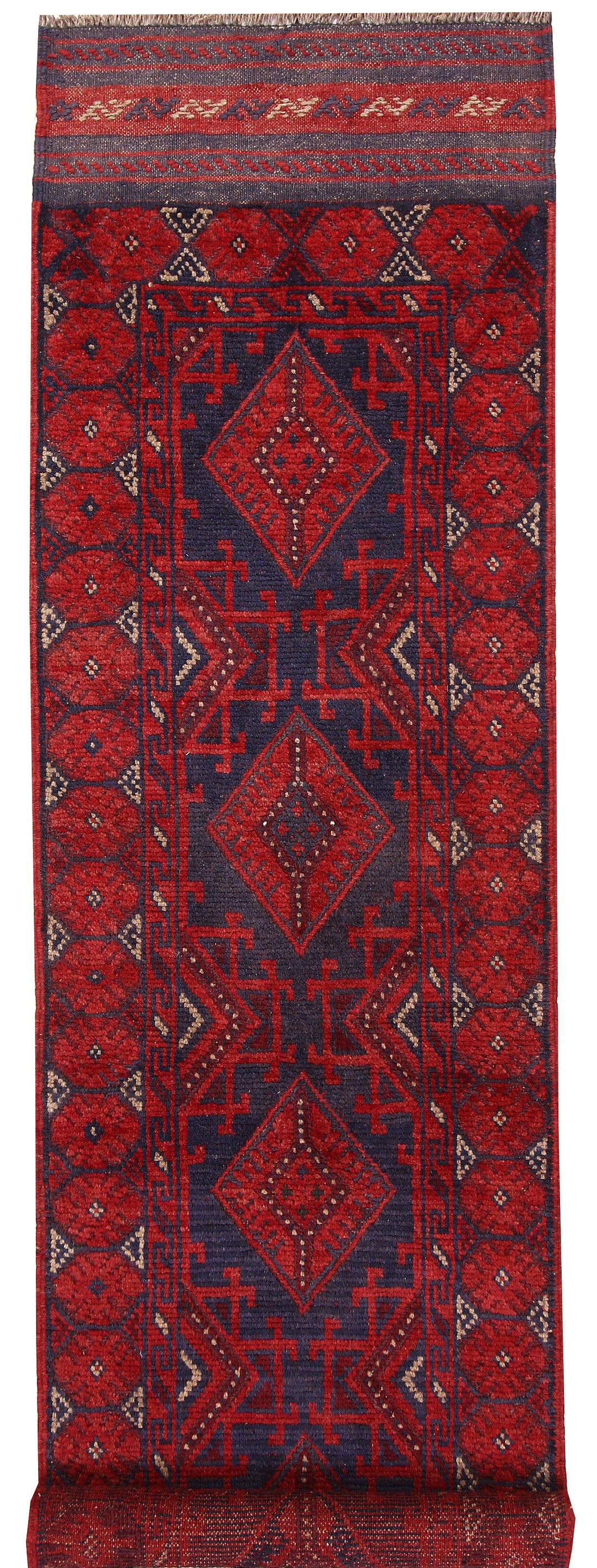 Dark Red Mashwani 2' 1 x 8' 1 - No. 63725 - ALRUG Rug Store