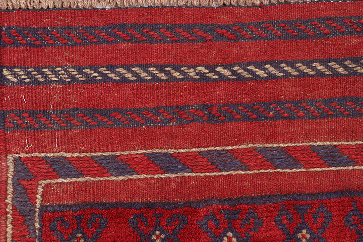 Dark Red Mashwani 2' x 7' 10 - No. 63726 - ALRUG Rug Store