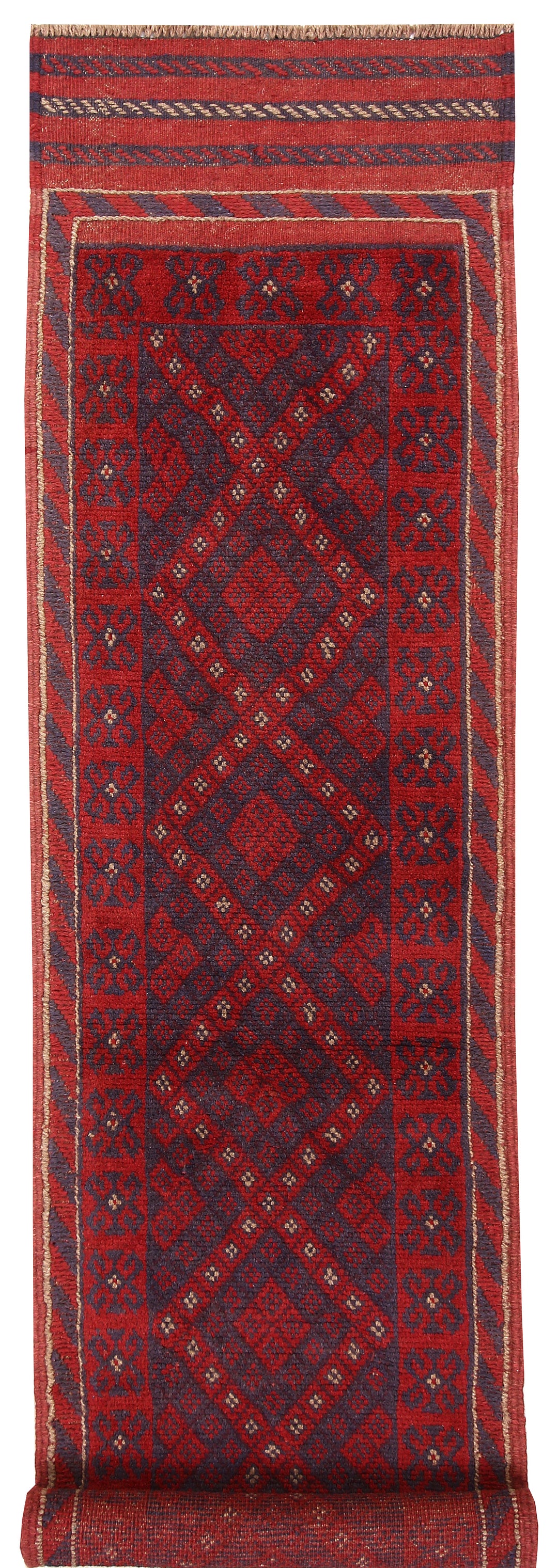 Dark Red Mashwani 2' x 7' 10 - No. 63726 - ALRUG Rug Store