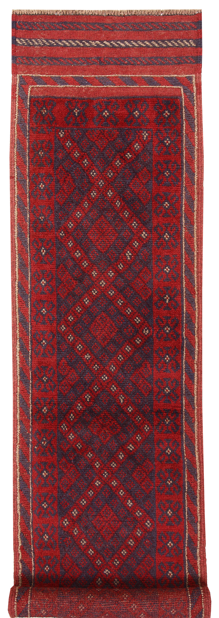 Dark Red Mashwani 2' x 7' 10 - No. 63726 - ALRUG Rug Store