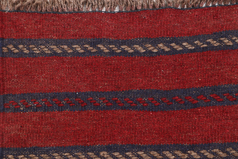 Dark Red Mashwani 2' x 8' 2 - No. 63729 - ALRUG Rug Store
