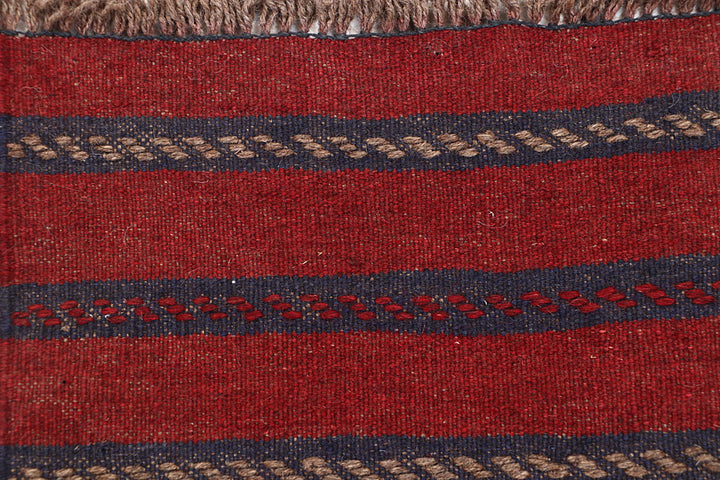 Dark Red Mashwani 2' x 8' 2 - No. 63729 - ALRUG Rug Store