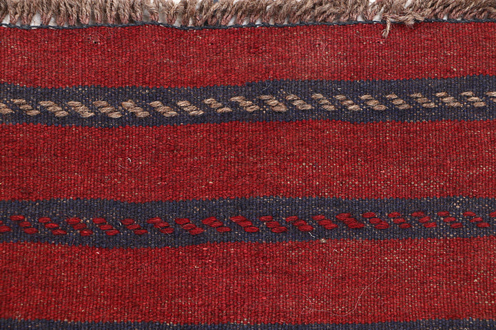 Dark Red Mashwani 2' x 8' 2 - No. 63729 - ALRUG Rug Store