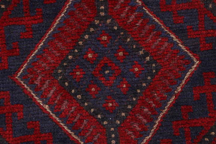Dark Red Mashwani 2' x 8' 2 - No. 63729 - ALRUG Rug Store