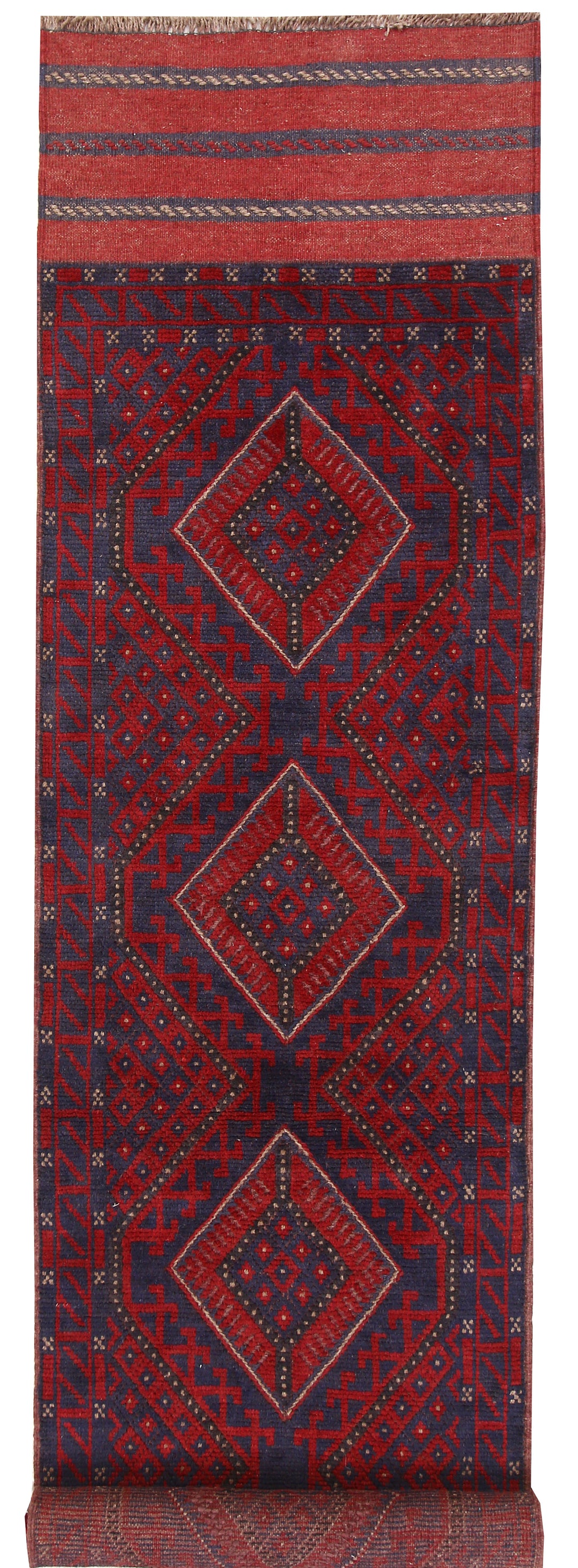 Dark Red Mashwani 2' x 8' 2 - No. 63729 - ALRUG Rug Store