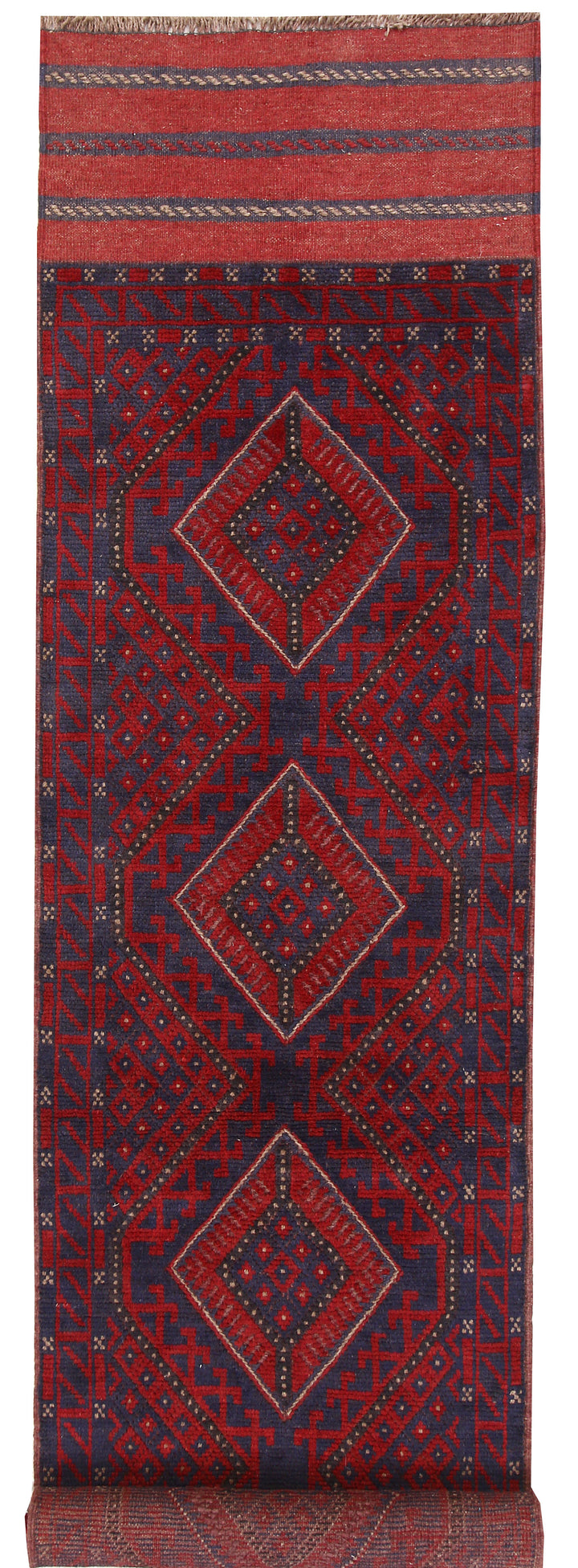Dark Red Mashwani 2' x 8' 2 - No. 63729 - ALRUG Rug Store