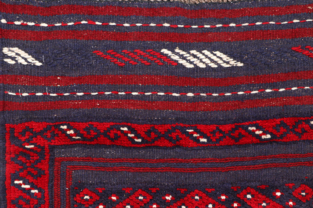 Dark Red Mashwani 2' 1 x 7' 10 - No. 63730 - ALRUG Rug Store