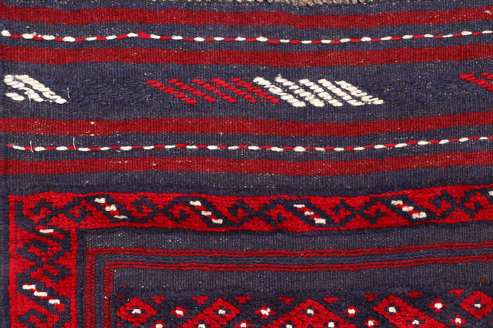 Dark Red Mashwani 2' 1 x 7' 10 - No. 63730 - ALRUG Rug Store