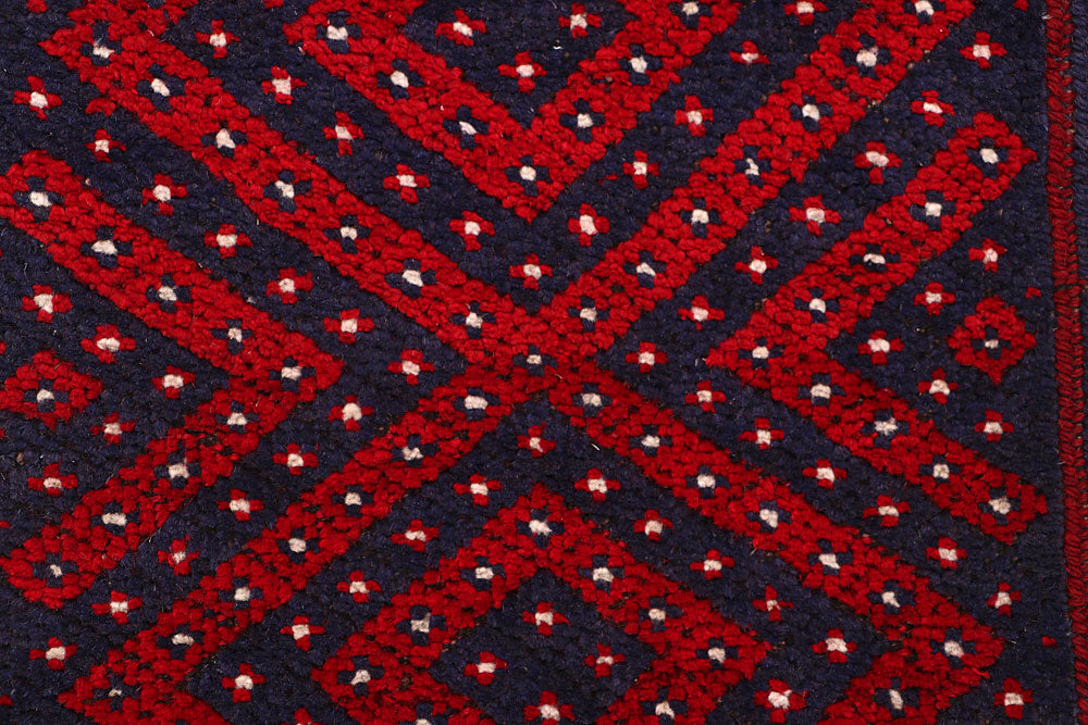 Dark Red Mashwani 2' 1 x 7' 10 - No. 63730 - ALRUG Rug Store