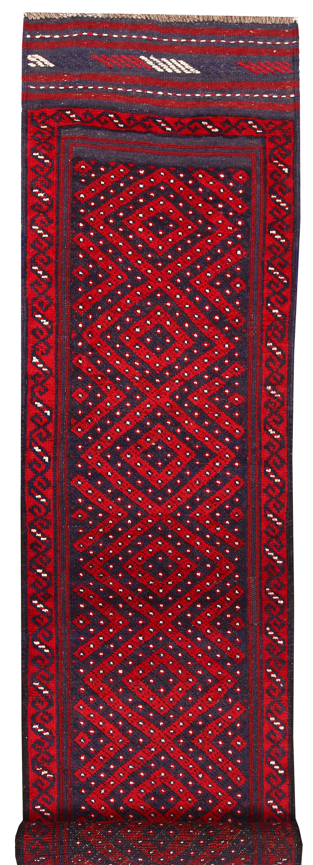 Dark Red Mashwani 2' 1 x 7' 10 - No. 63730 - ALRUG Rug Store