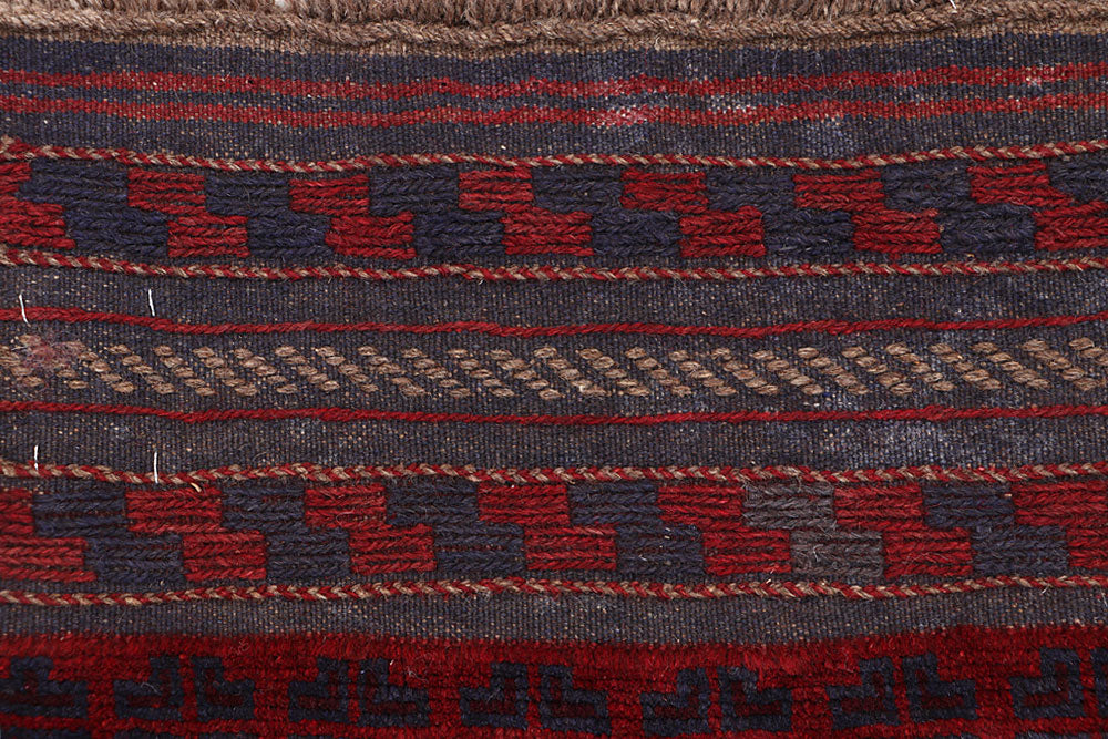 Dark Red Mashwani 2' x 9' 1 - No. 63731 - ALRUG Rug Store