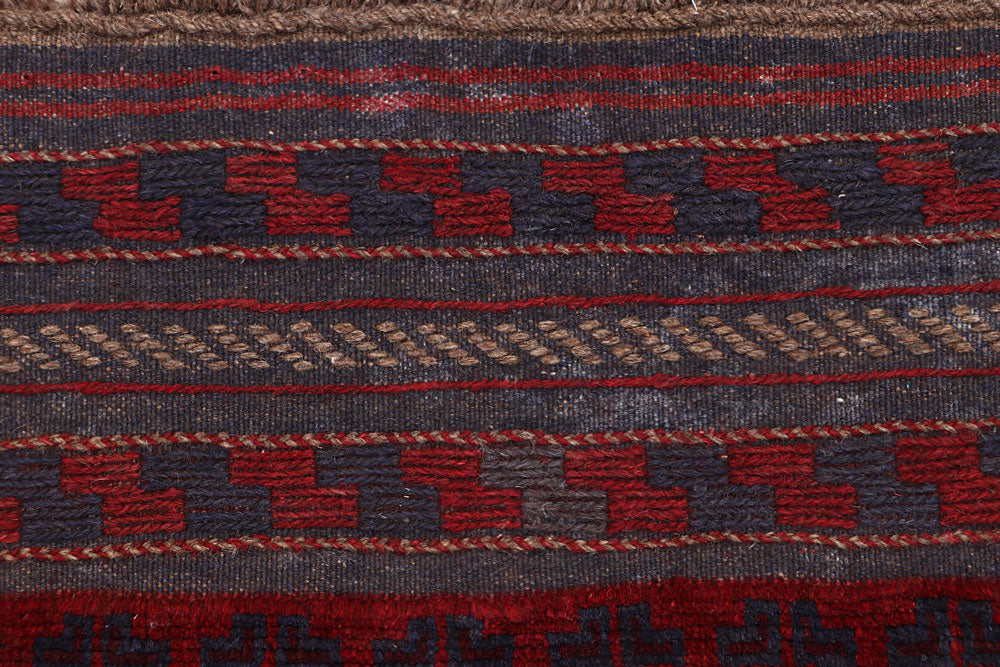 Dark Red Mashwani 2' x 9' 1 - No. 63731 - ALRUG Rug Store