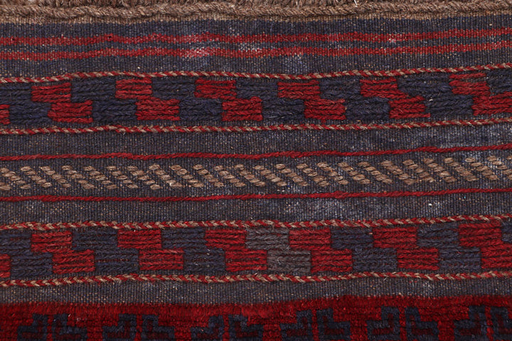 Dark Red Mashwani 2' x 9' 1 - No. 63731 - ALRUG Rug Store