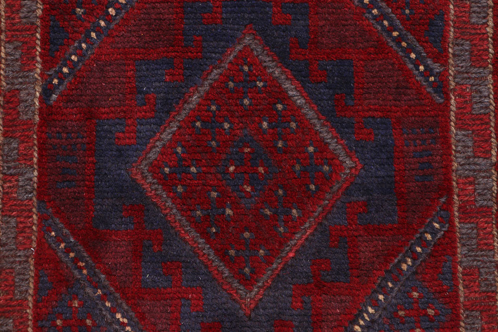 Dark Red Mashwani 2' x 9' 1 - No. 63731 - ALRUG Rug Store
