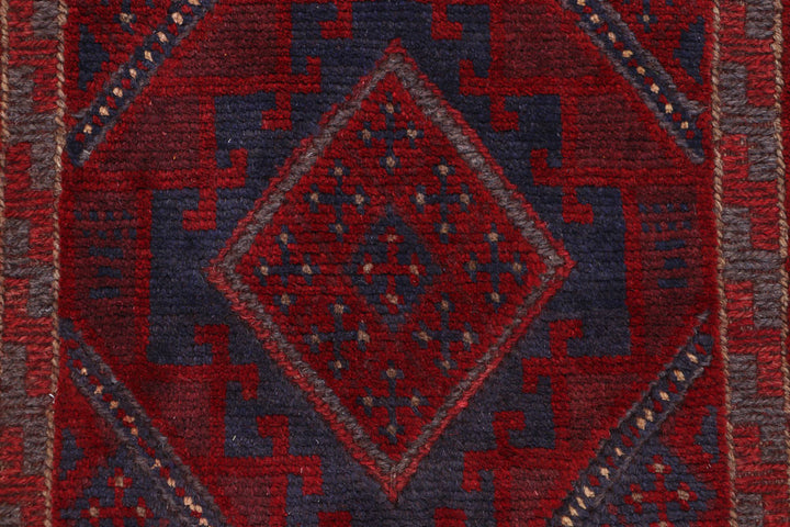 Dark Red Mashwani 2' x 9' 1 - No. 63731 - ALRUG Rug Store