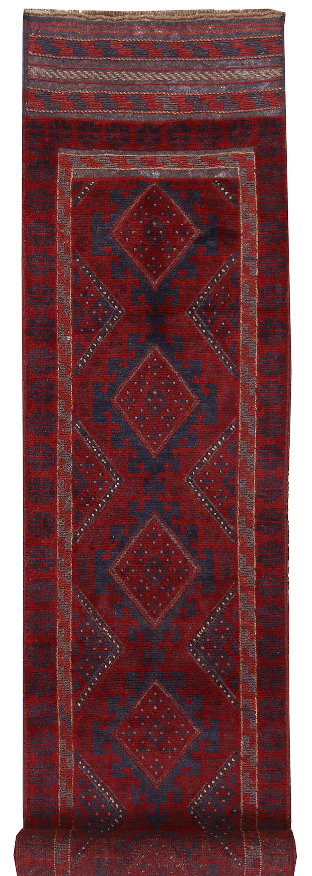 Dark Red Mashwani 2' x 9' 1 - No. 63731 - ALRUG Rug Store