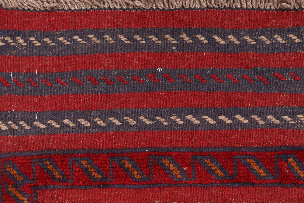 Dark Red Mashwani 2' 2 x 8' 9 - No. 63736 - ALRUG Rug Store