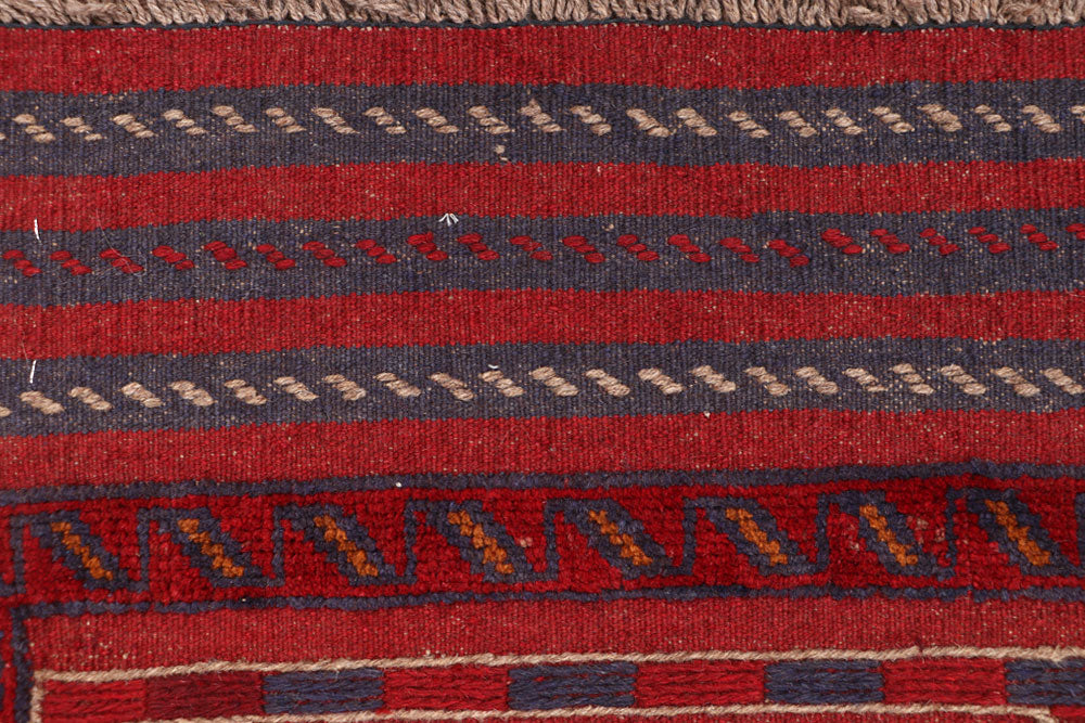 Dark Red Mashwani 2' 2 x 8' 9 - No. 63736 - ALRUG Rug Store