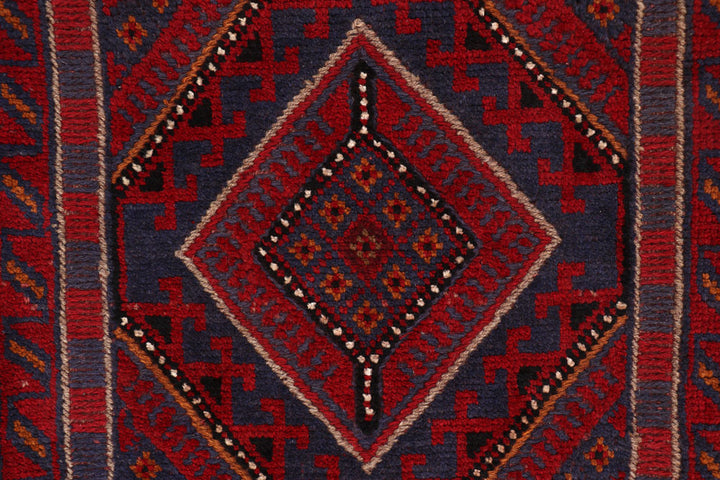 Dark Red Mashwani 2' 2 x 8' 9 - No. 63736 - ALRUG Rug Store