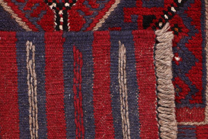 Dark Red Mashwani 2' 2 x 8' 9 - No. 63736 - ALRUG Rug Store