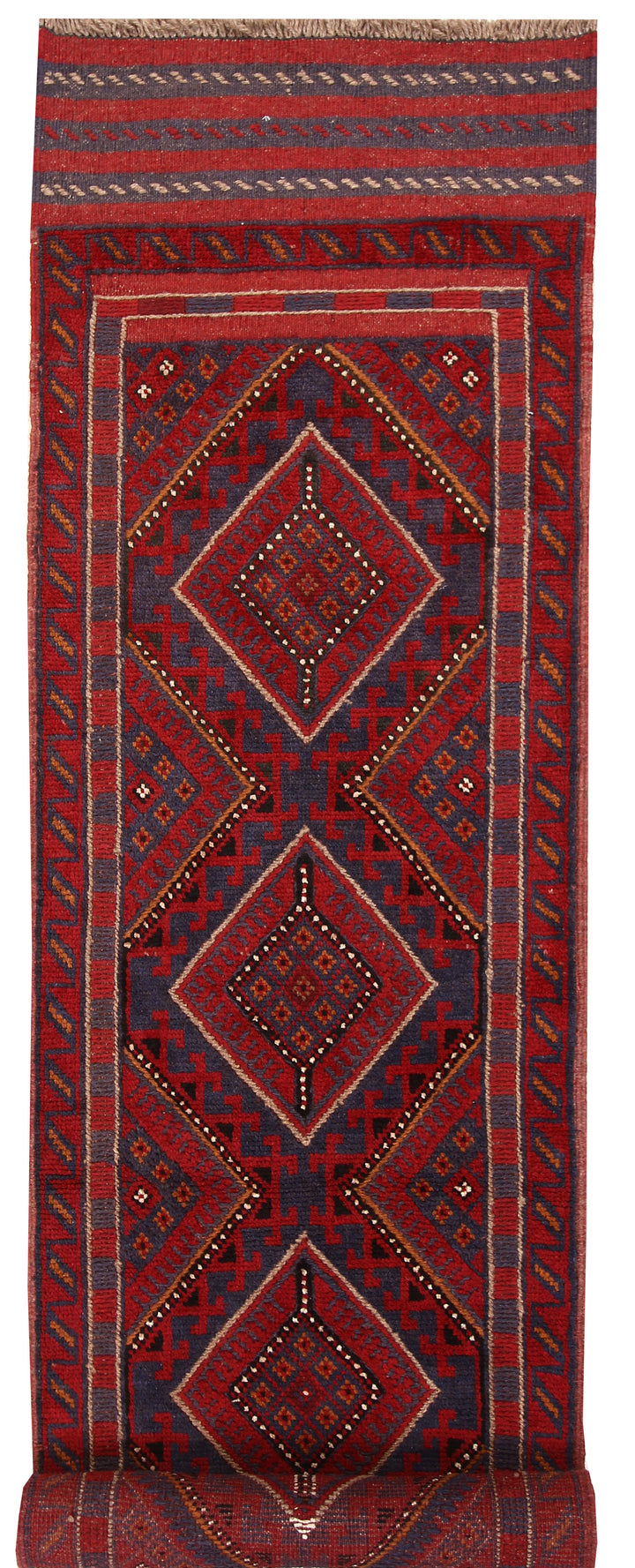 Dark Red Mashwani 2' 2 x 8' 9 - No. 63736 - ALRUG Rug Store