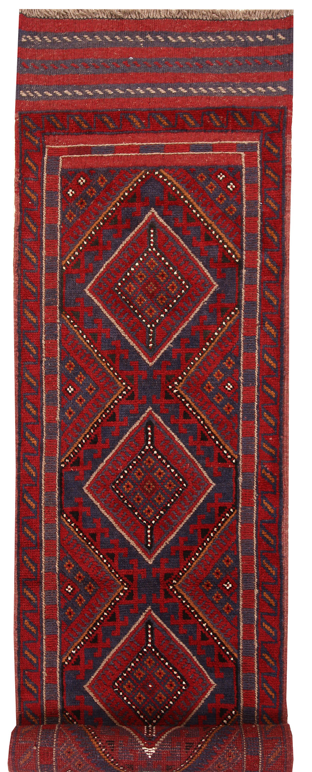 Dark Red Mashwani 2' 2 x 8' 9 - No. 63736 - ALRUG Rug Store