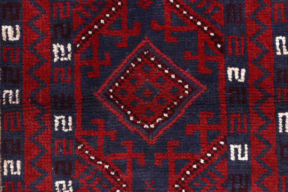 Dark Blue Mashwani 2' 2 x 8' - No. 63737 - ALRUG Rug Store