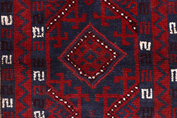 Dark Blue Mashwani 2' 2 x 8' - No. 63737 - ALRUG Rug Store