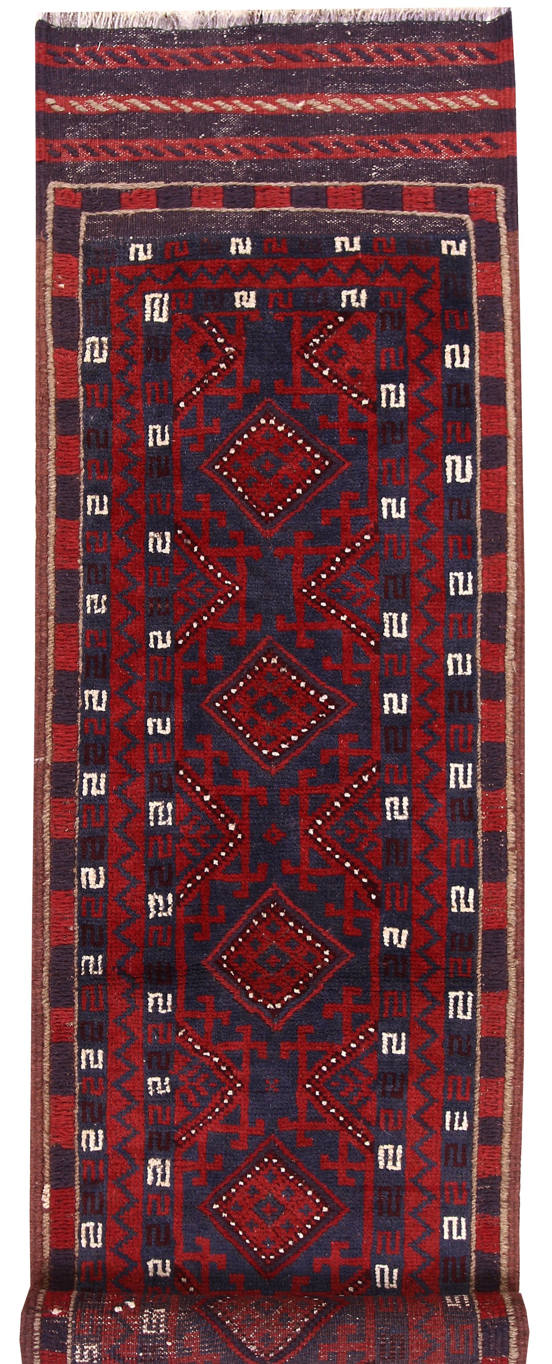 Dark Blue Mashwani 2' 2 x 8' - No. 63737 - ALRUG Rug Store
