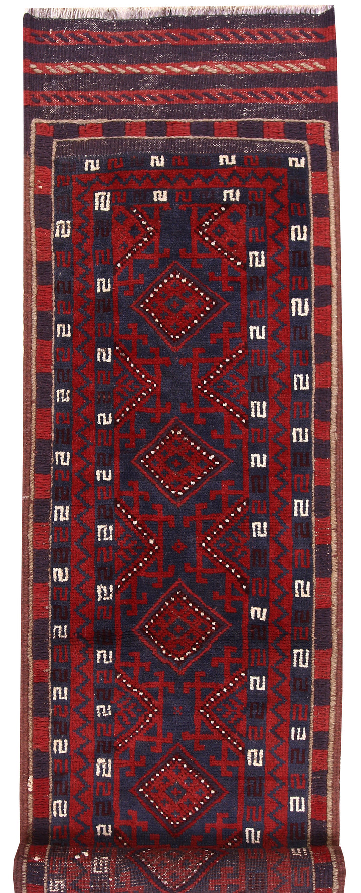 Dark Blue Mashwani 2' 2 x 8' - No. 63737 - ALRUG Rug Store