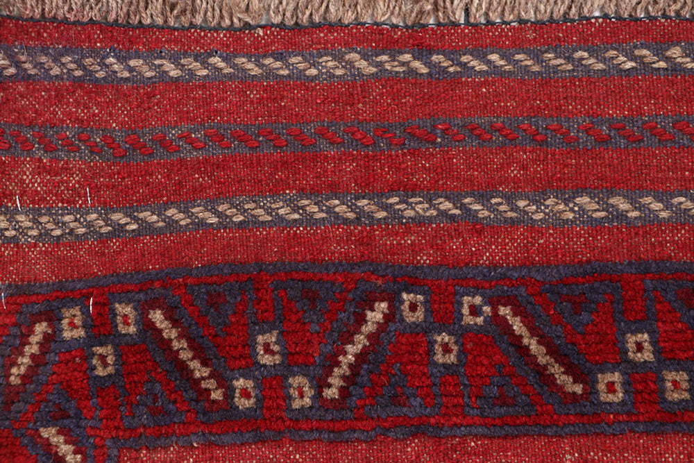 Dark Red Mashwani 2' x 7' 10 - No. 63738 - ALRUG Rug Store