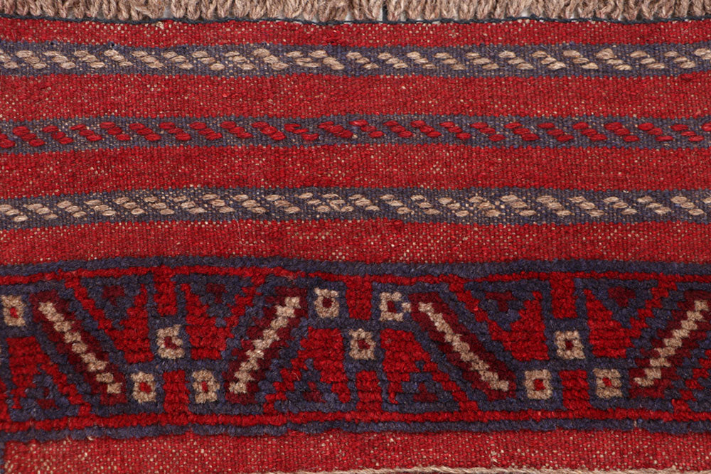 Dark Red Mashwani 2' x 7' 10 - No. 63738 - ALRUG Rug Store